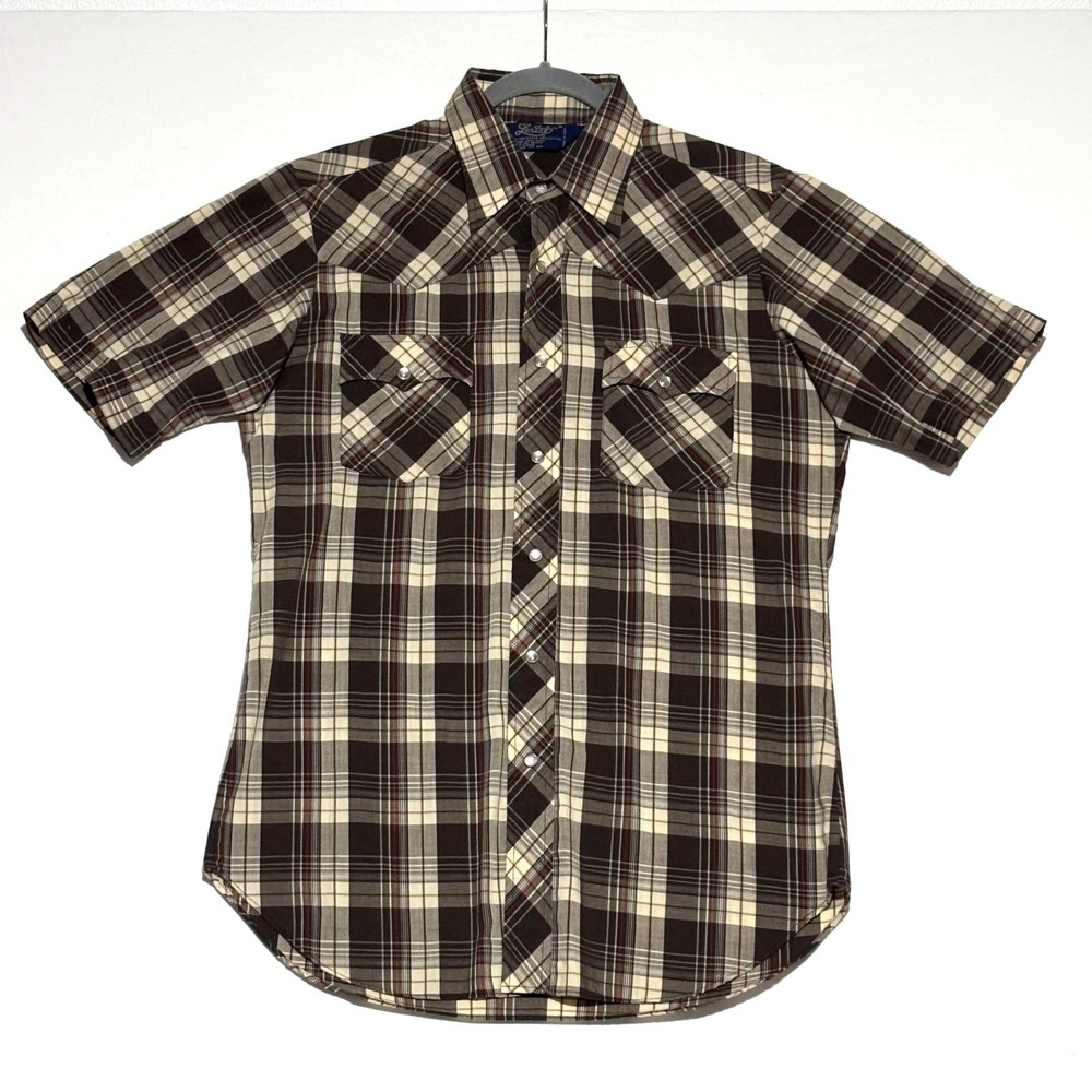 Vintage Lariat Shirt Mens Medium Red Western Pearl Snap Cowboy 70s‎ Short Sleeve